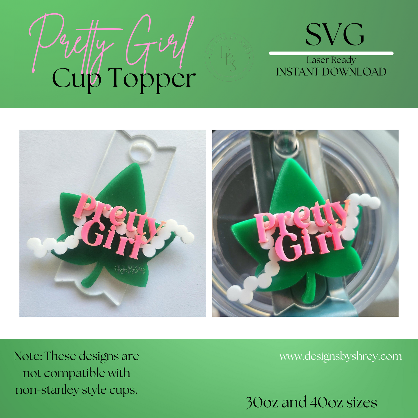 Pretty Girl Tumbler Topper (SVG Only)